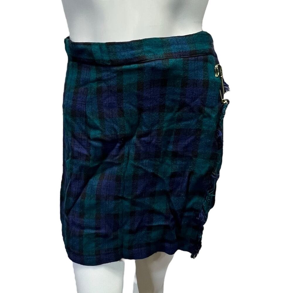 Vintage 1980s Stefano International Plaid Wrap Skort Size 10